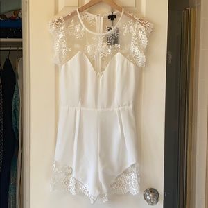 NBD Revolve Picnic Day White Lace Romper